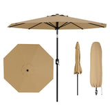 Garvee Parasol de jardin 270cm UV50+, manivelle, inclinaison réglable, polyester déperlant, 8baleines, pour terrasse et balcon - Kaki
