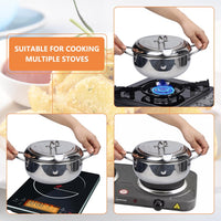 Friteuse Garvee en acier inoxydable 304, panier d'égouttage, compatible induction, finition polie miroir, contrôle de la température, cuisson saine, friture.