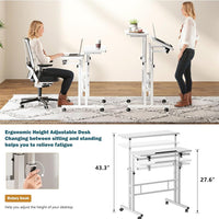Garvee Bureau assis-debout mobile 60 × 60 × 70-110 cm, hauteur réglable, plateau inclinable, 4 roulettes, motif fleur de prunier, idéal télétravail.