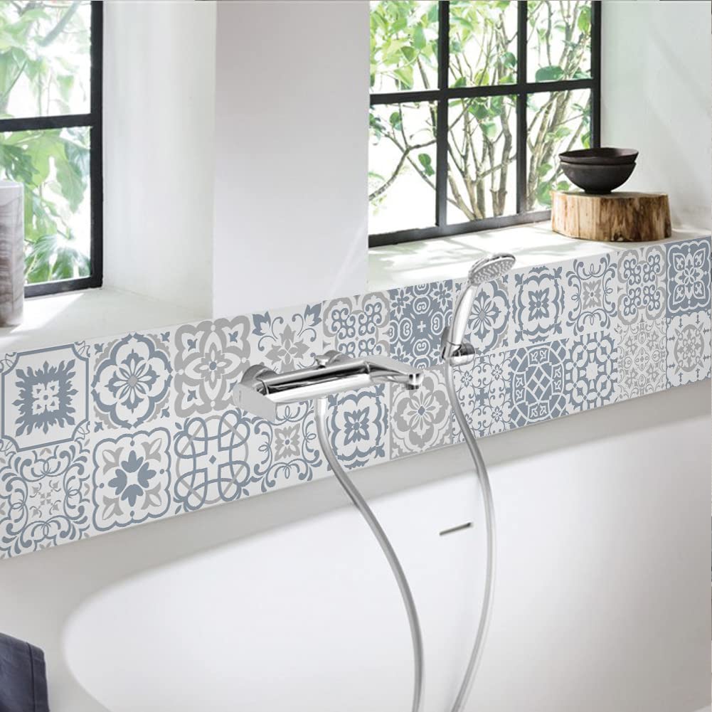 Garvee Lot de 24 stickers vinyle vintage imperméables en PVC, autocollants décoratifs pour salle de bain, cuisine et maison, modèle ET244-1