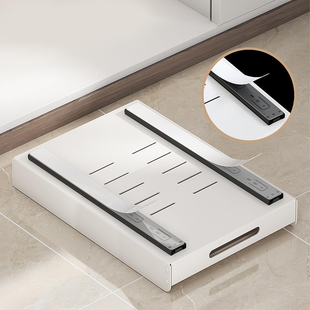 Organisateur de tiroir de placard de cuisine Garvee 35 cm en acier au carbone adhésif extensible blanc pour cuisine et salle de bain
