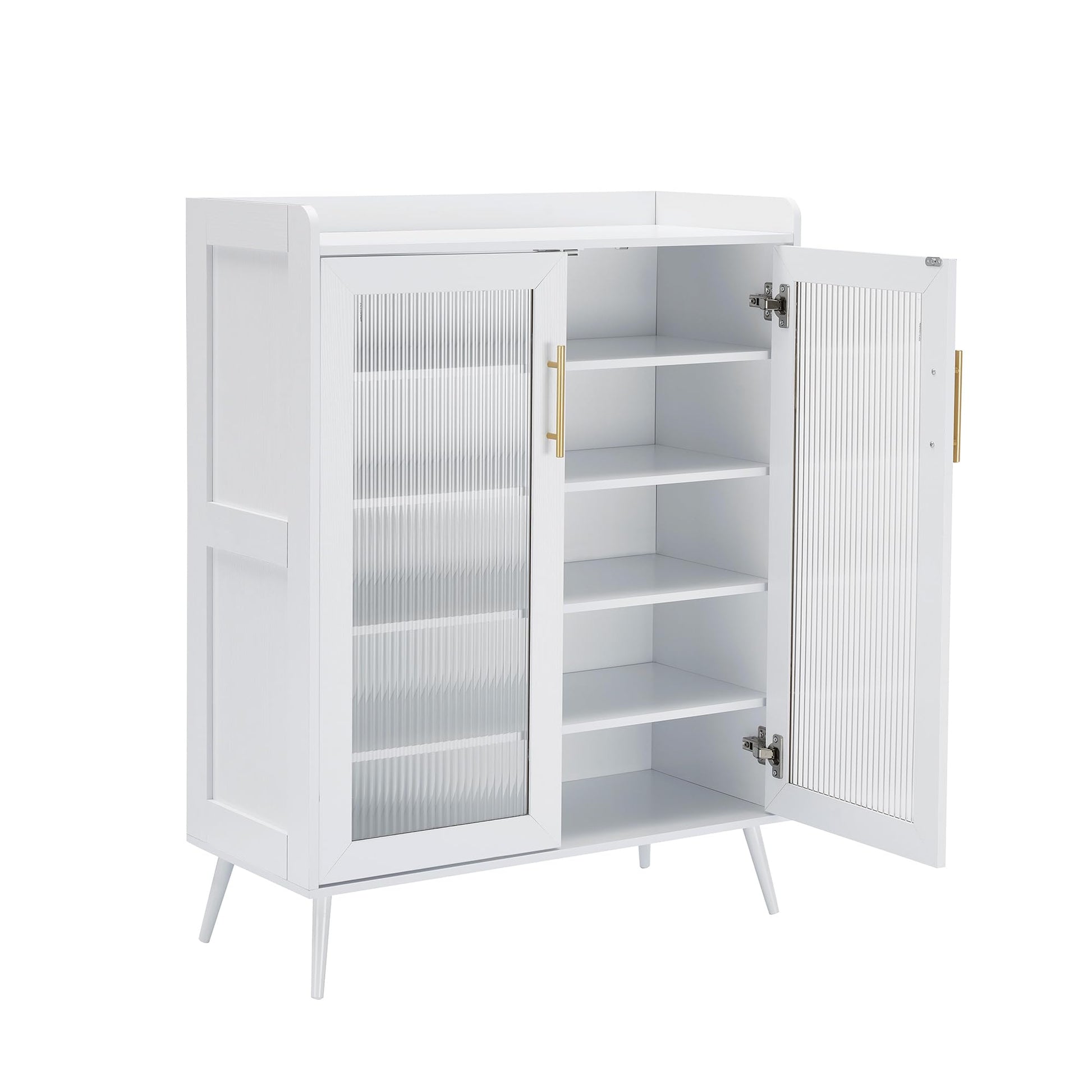 Meuble à chaussures Garvee à 5 niveaux avec façade en verre, étagères réglables, pieds robustes, blanc, gain de place pour couloir et entrée