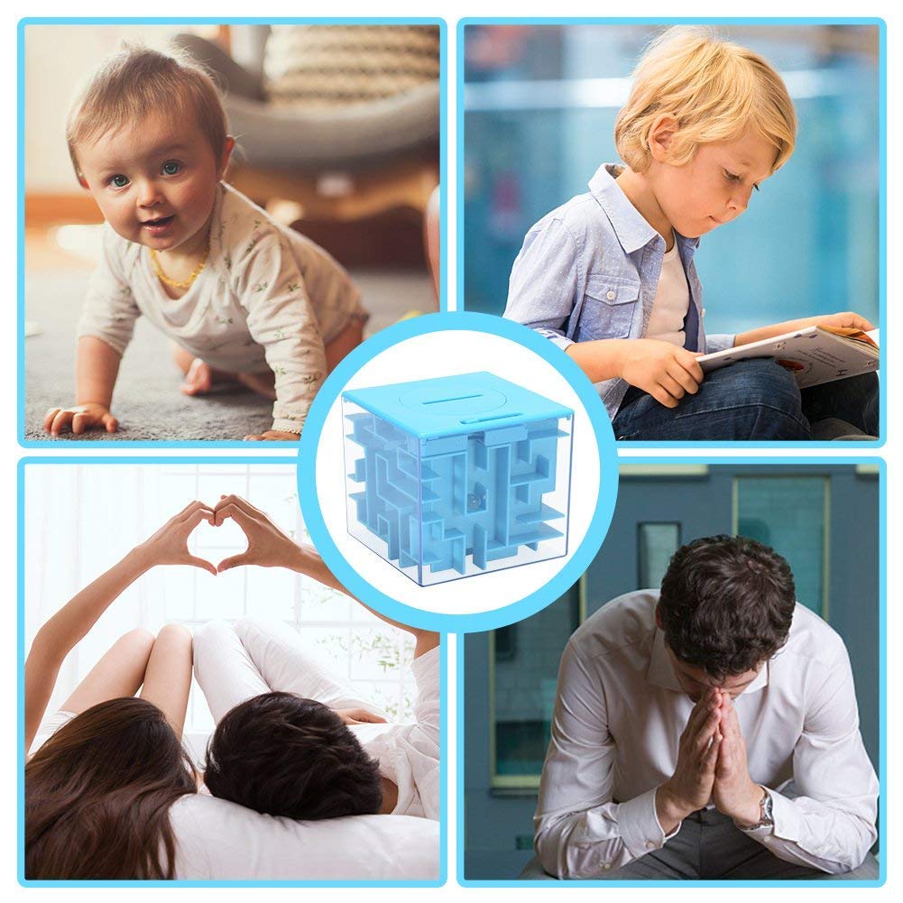 Coffret de tirelires labyrinthe Garvee, casse-tête intelligent pour enfants et adultes, 8 x 8 x 8 cm, coloré