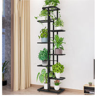 Étagère à plantes Garvee, 8 niveaux, en métal, antidérapante et imperméable, d'angle, pour salon, balcon ou jardin, noire.