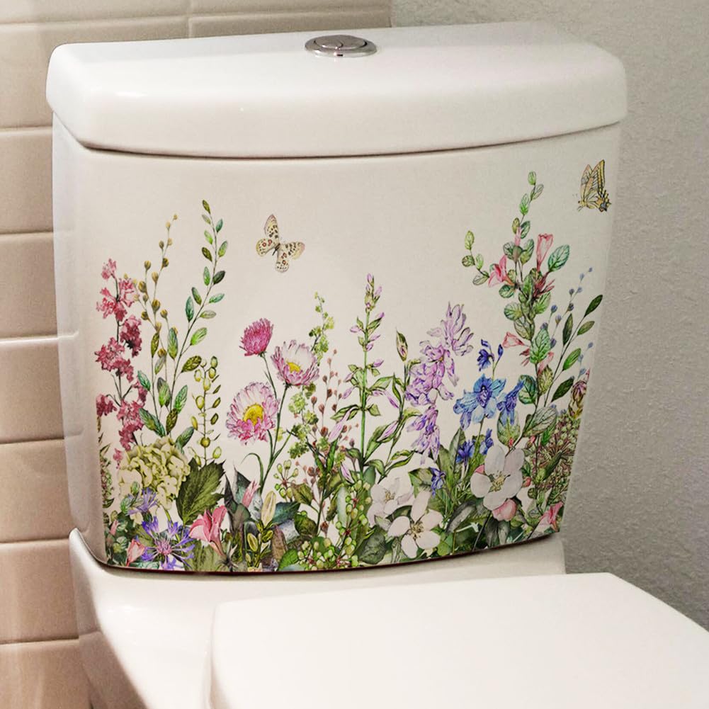 Garvee Autocollants pour siège de toilette, motif feuilles vertes, 29 x 22 cm, pour salle de bain