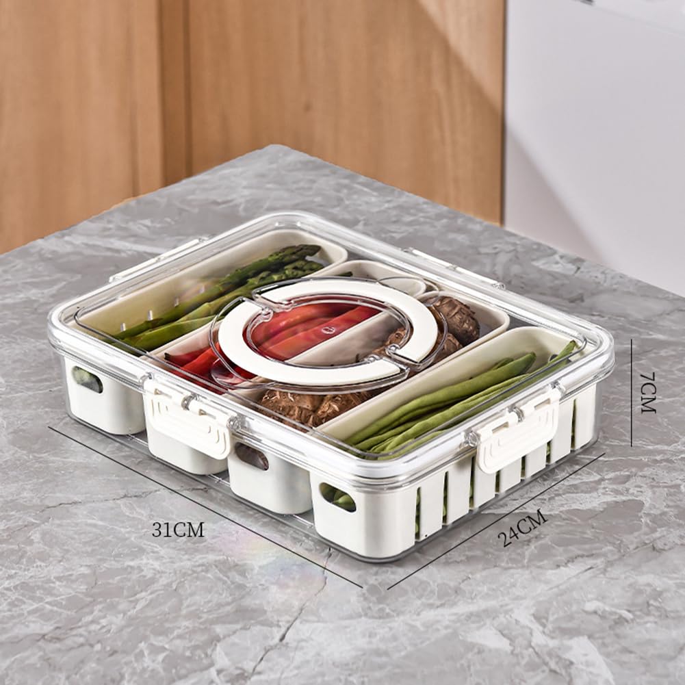 Organisateur de réfrigérateur Garvee avec couvercle, empilable pour fruits, légumes, aliments et boissons, pratique et transparent