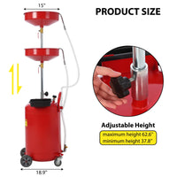 Conteneur de vidange d'huile Garvee de 75 litres (20 gallons) avec roulettes et entonnoir à hauteur réglable pour ateliers, acier, noir