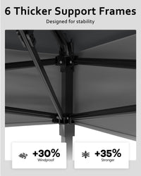Garvee Tonnelle Pliante 3,65 × 3,65 m avec Auvent Rétractable, Moustiquaire, Structure Acier, Hauteur Réglable, Imperméable, Gris Foncé et Gris Clair