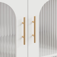 Garvee buffet avec portes vitrées, étagères réglables, MDF 3c, verre, poignées en métal, blanc moderne, pour le salon et la salle à manger