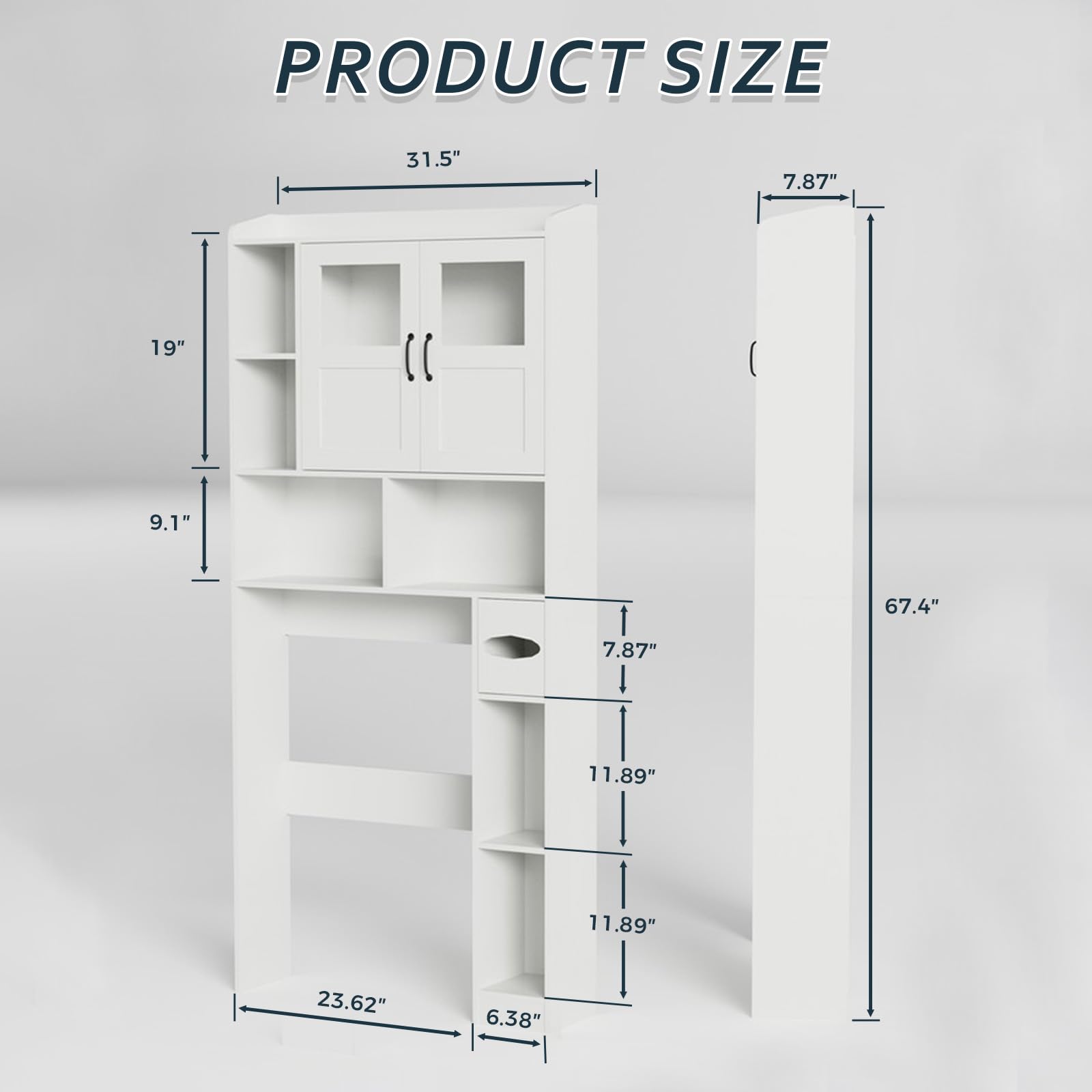 Armoire de rangement Garvee à suspendre au-dessus des toilettes, avec étagères réglables et porte vitrée, pour salle de bain et buanderie, marron