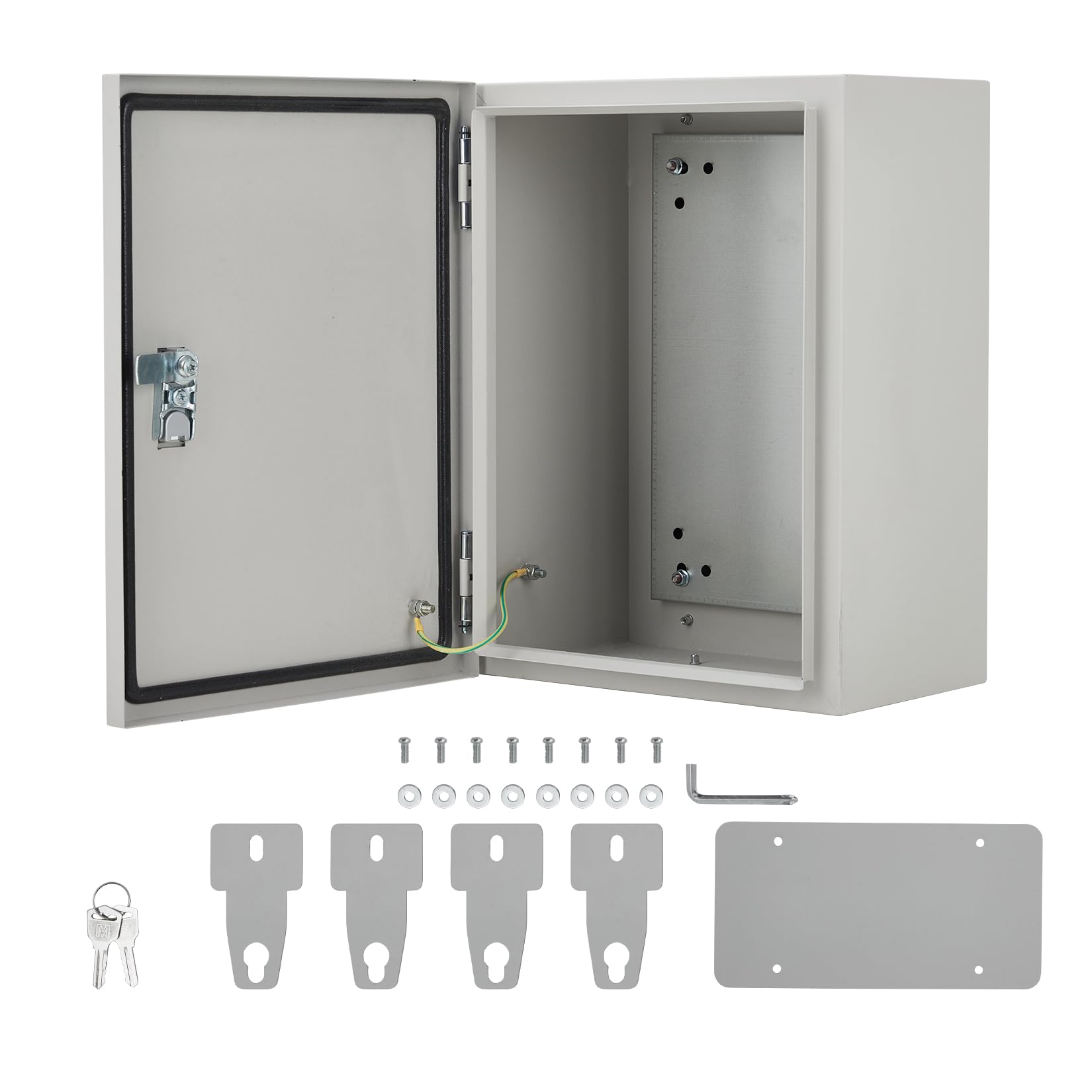 Boîte électrique extérieure Garvee 14" x 10" x 6" NEMA 4X en acier IP67 étanche à l'eau et à la poussière, verrouillable pour une utilisation intérieure et extérieure, robuste, sécurisée et résistante aux intempéries