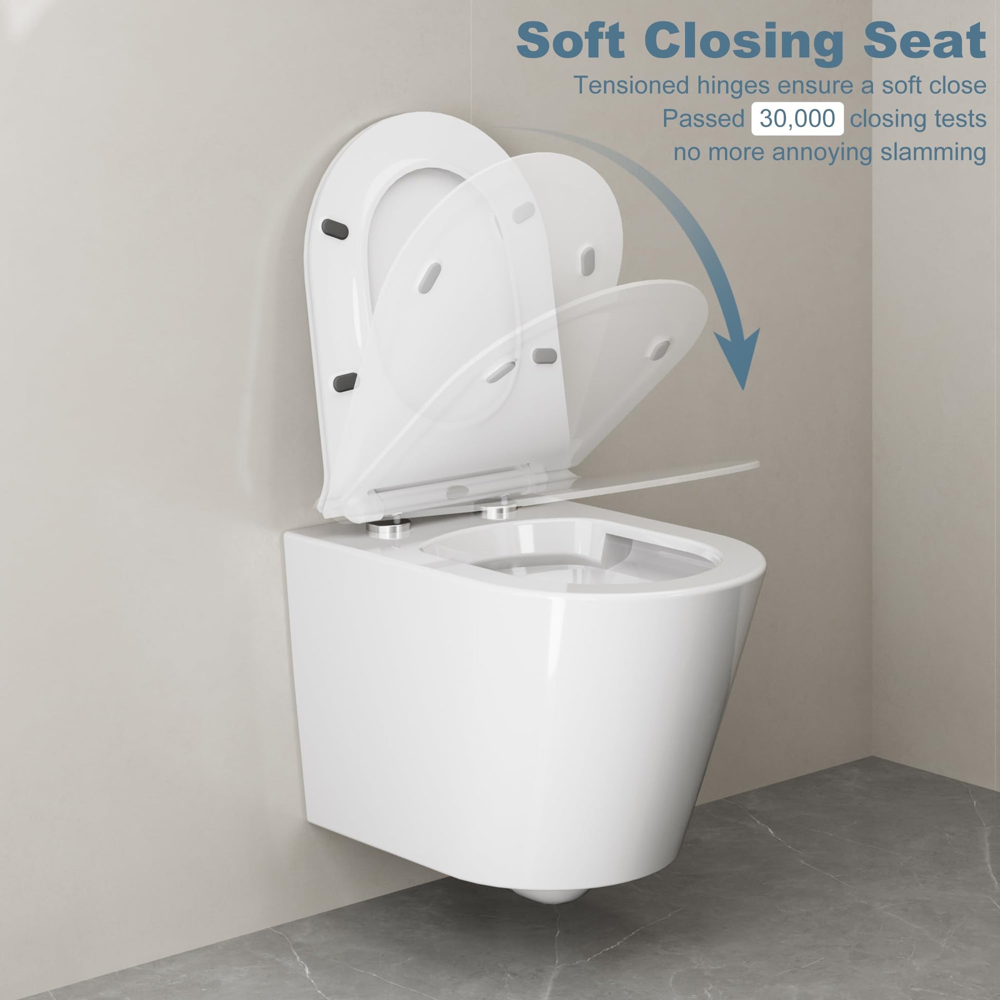Garvee Abattant WC forme D blanc, UF Duroplast, fermeture douce automatique, déclipsage rapide, charnières réglables, salle de bain moderne