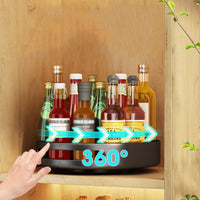 Étagère de rangement rotative Garvee pour comptoir de cuisine, plateau tournant rond en métal, porte-épices, rotation à 36°, noire