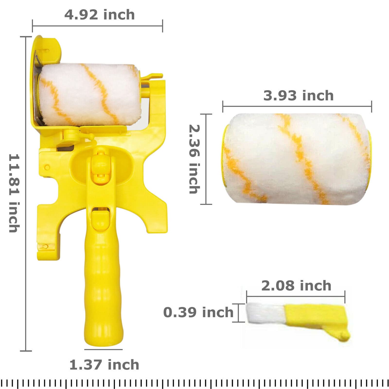 Rouleau à peinture Garvee pour bordures, multifonctionnel, acrylique et ABS, pour murs, plafonds et angles, 30,5 x 12,7 x 6,4 cm, ergonomique
