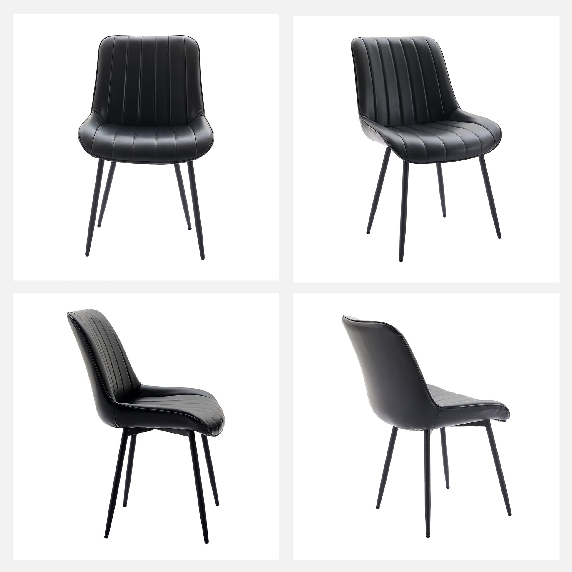 Ensemble de 2 chaises de salle à manger Garvee, chaises modernes en similicuir, assise rembourrée, pieds en métal, pour cuisine et restaurant, noires