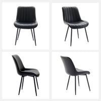 Ensemble de 2 chaises de salle à manger Garvee, chaises modernes en similicuir, assise rembourrée, pieds en métal, pour cuisine et restaurant, noires