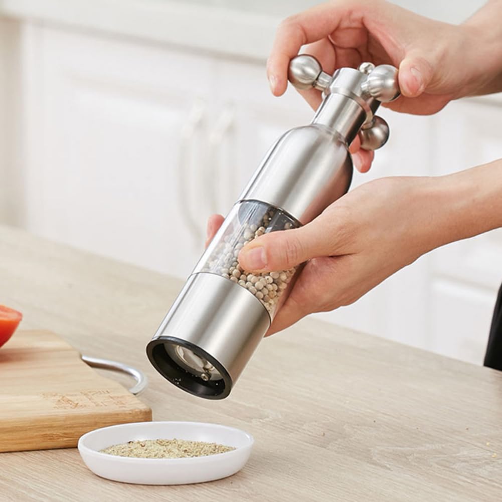 Ensemble moulin à sel et à poivre Garvee, en acier inoxydable, rechargeable, réglable, pour la maison et la cuisine, moulins à épices compacts