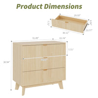 Garvee commode à 3 tiroirs, style mid-century moderne, design cannelé, MDF et bois massif, système anti-basculement, chambre, salon, 80 cm l × 79 cm h