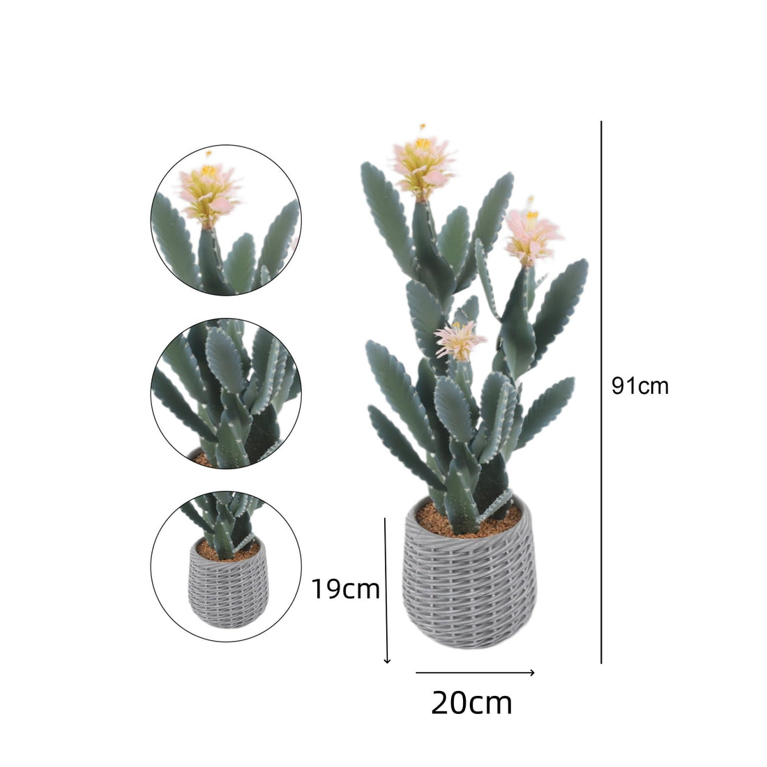 Garvee Cactus artificiel 91cm, grande plante décorative en plastique vert, aspect naturel pour salon, bureau et entrée