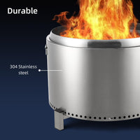 Brasero Garvee 69 cm sans fumée – Panier à feu en acier inoxydable avec cendrier amovible et poignées pour jardin et terrasse