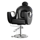 Garvee Fauteuil De Barbier Salon Reclinable Hydraulique Ajustable Cuir Premium Base Rotative 360° pour Salon De Beauté - Noir et argent