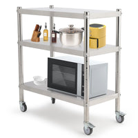 Étagère Garvee en acier inoxydable 81 x 41 x 91 cm, 3 niveaux, hauteur réglable, antirouille, robuste, idéale pour la cuisine et le rangement, couleur argent.