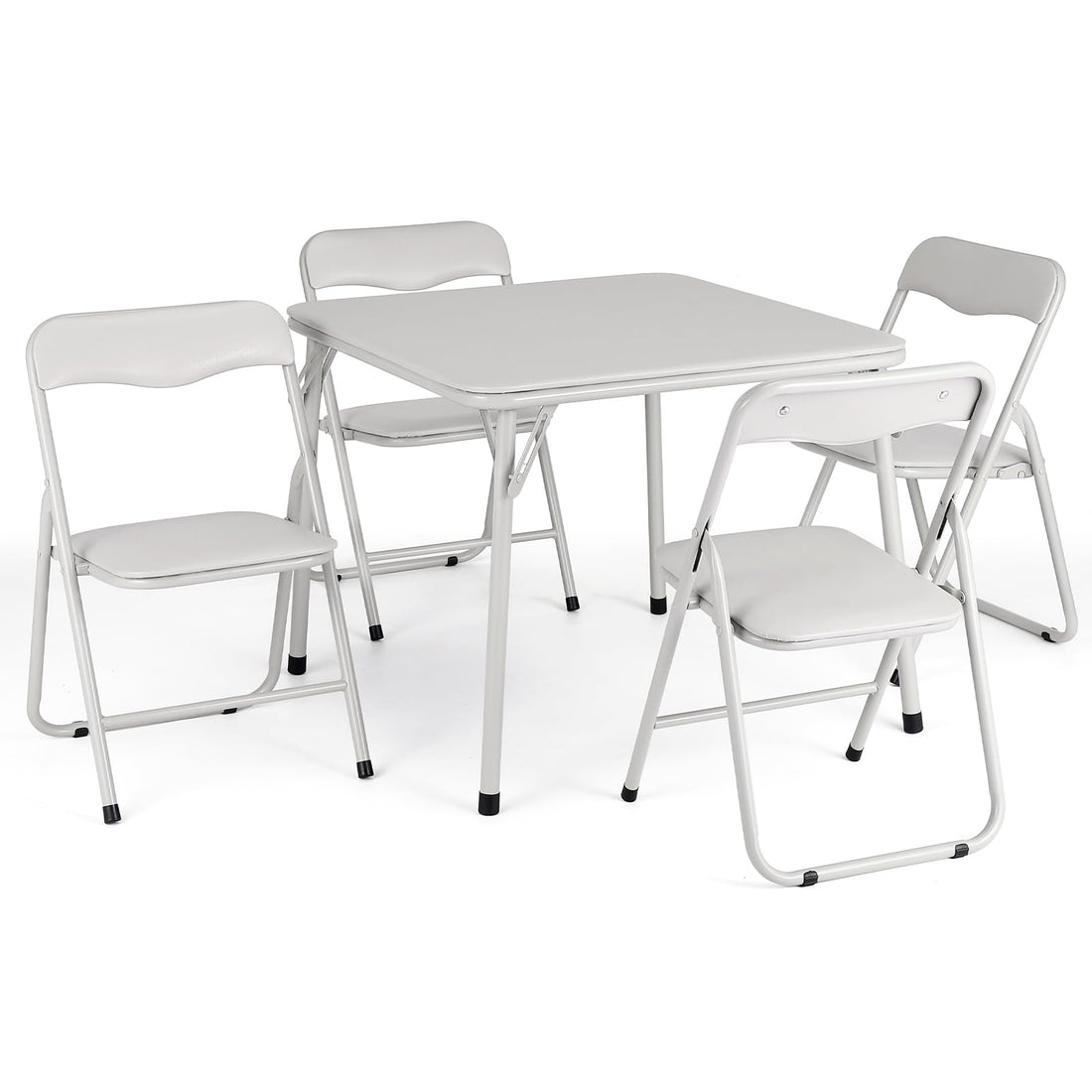 Ensemble table et chaises pliantes pour enfants Garvee, 5 pièces, structure en métal, revêtement, beige, pour manger et jouer