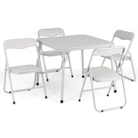 Ensemble table et chaises pliantes pour enfants Garvee, 5 pièces, structure en métal, revêtement, beige, pour manger et jouer