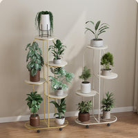 Garvee Support à plantes en métal à 4 niveaux, couleur champagne, pour balcon et salon, gain de place et durable