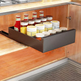 Organisateur de placard de cuisine extensible Garvee en acier au carbone, 25 cm de large, pour la cuisine et la salle de bain, silencieux, auto-adhésif, capacité de charge de 25 kg