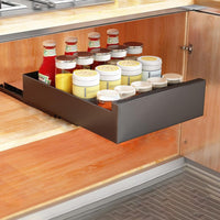 Organisateur de placard de cuisine extensible Garvee en acier au carbone, 25 cm de large, pour la cuisine et la salle de bain, silencieux, auto-adhésif, capacité de charge de 25 kg
