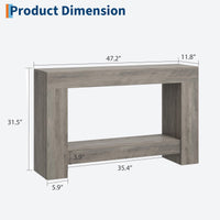 Garvee Console 119,4 cm pour couloir, 2 niveaux, bois robuste, style rustique, avec rangement, pour salon et entrée, marron