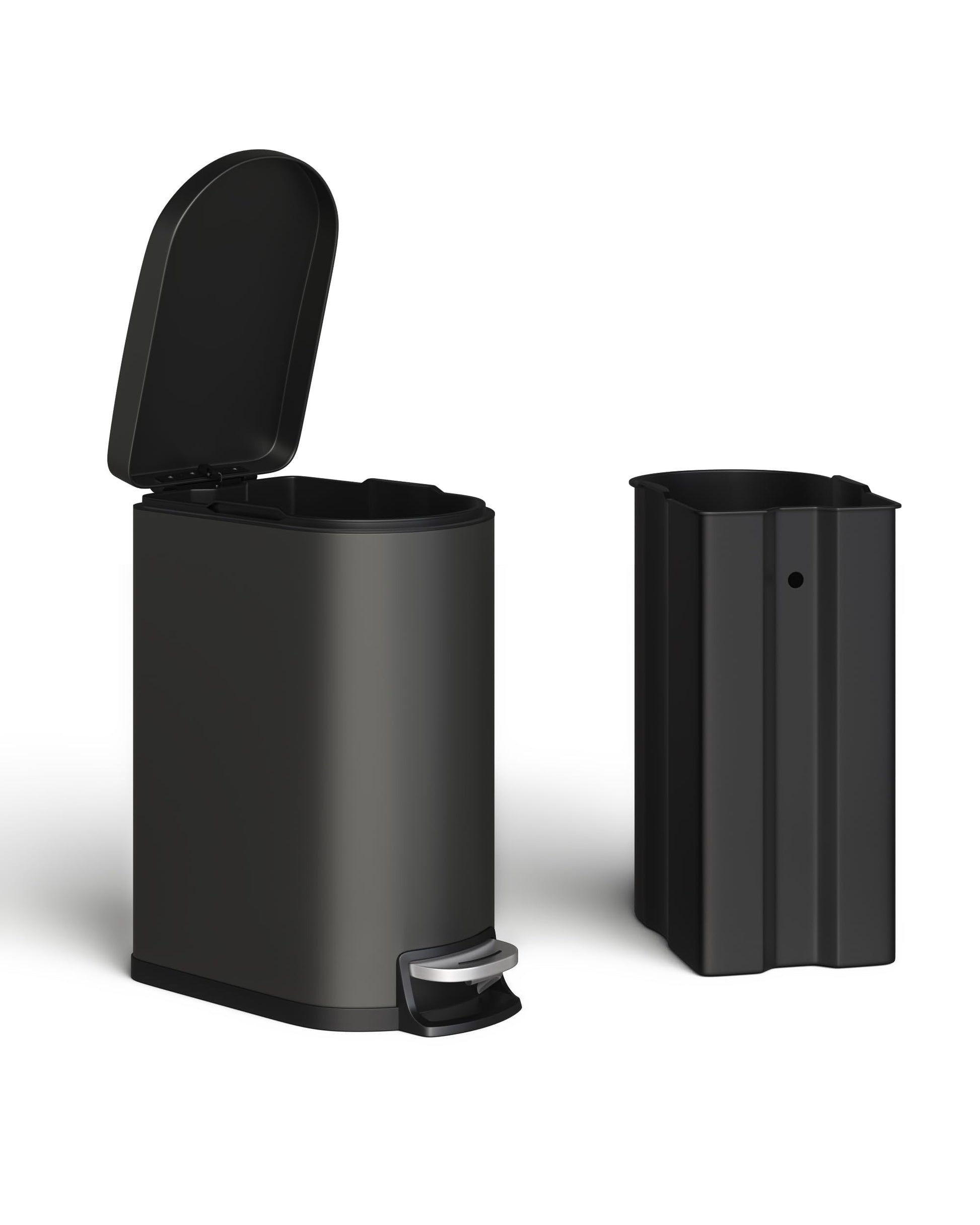 Ensemble de poubelles métalliques Garvee 13 gal et 2,6 gal, antirouille, à pédale, pour cuisine et salle de bain, noires, compactes
