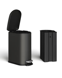 Ensemble de poubelles métalliques Garvee 13 gal et 2,6 gal, antirouille, à pédale, pour cuisine et salle de bain, noires, compactes