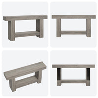 Garvee Table Console 160 cm en Bois Massif avec 2 Étagères, Style Maison de Campagne, pour Salon et Entrée, Gris