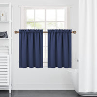 Rideaux courts occultants Garvee 61 cm (24 pouces), 2 panneaux, occultants, tissu épais, bleu marine, pour petites fenêtres, cuisine et salon