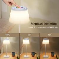 Lampe de table sans fil GARVEE à intensité variable, 8 couleurs, commande tactile, batterie 4000 mAh, étanche, idéale pour le jardin, la chambre, le balcon, l'hôtel, noir et blanc.