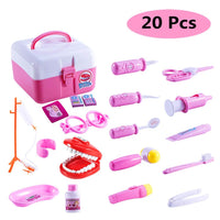 Coffret de dentiste Garvee, 20 pièces, mallette robuste pour jeux de rôle, école, rose