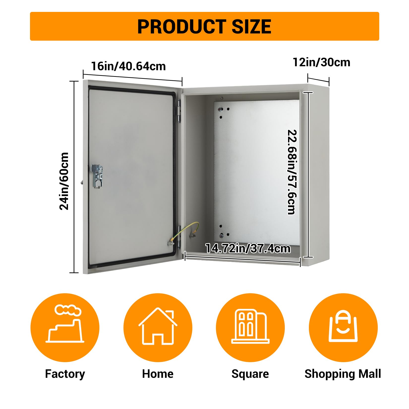 Boîtier électrique extérieur Garvee 24x16x12" NEMA 4X, boîtier en acier étanche IP67 à l'eau et à la poussière, verrouillable pour une utilisation intérieure et extérieure, robuste, sécurisé et résistant aux intempéries
