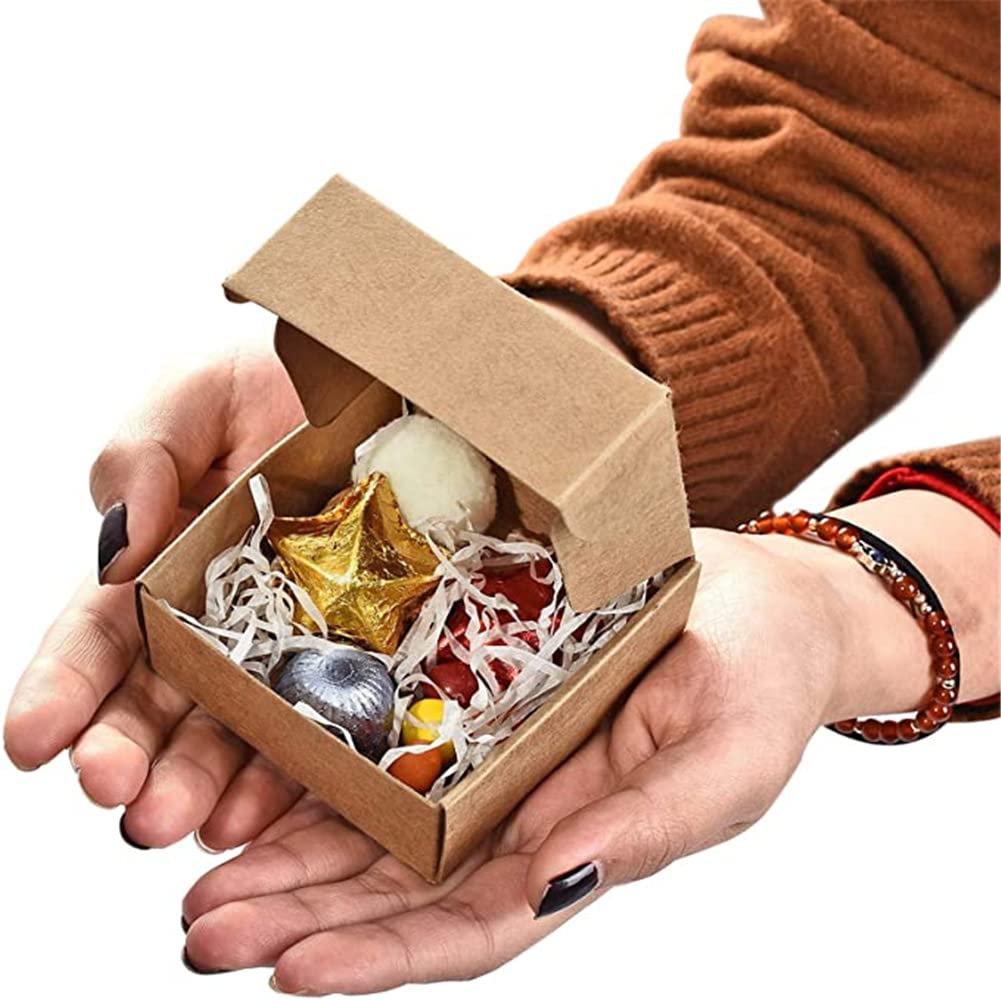 Garvee - 50 boîtes carrées en carton (7,5 x 7,5 x 3 cm) - Emballage carton résistant et réutilisable pour bijoux et bougies - Mariage et fête