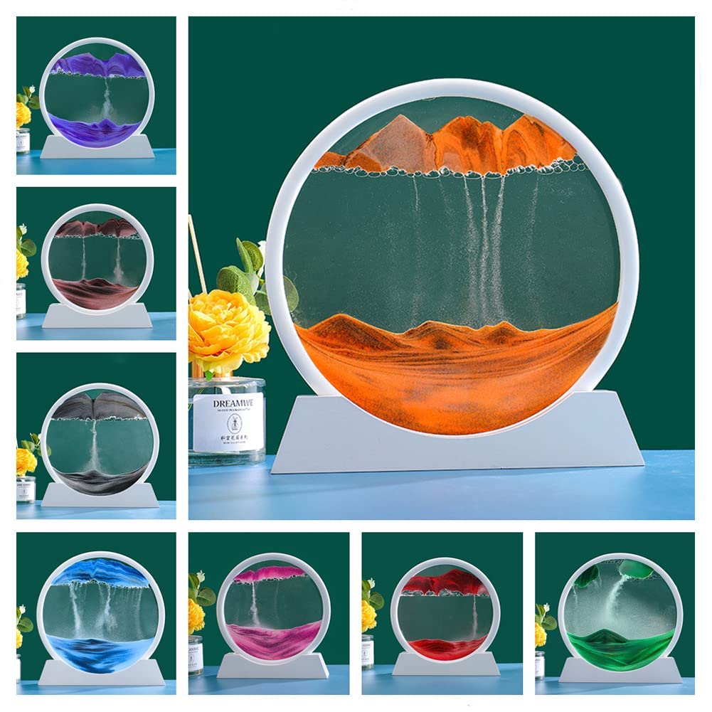 Décoration de sable 3D relaxante Garvee, tableau de sable rond en mouvement, vert, pour bureau et salon