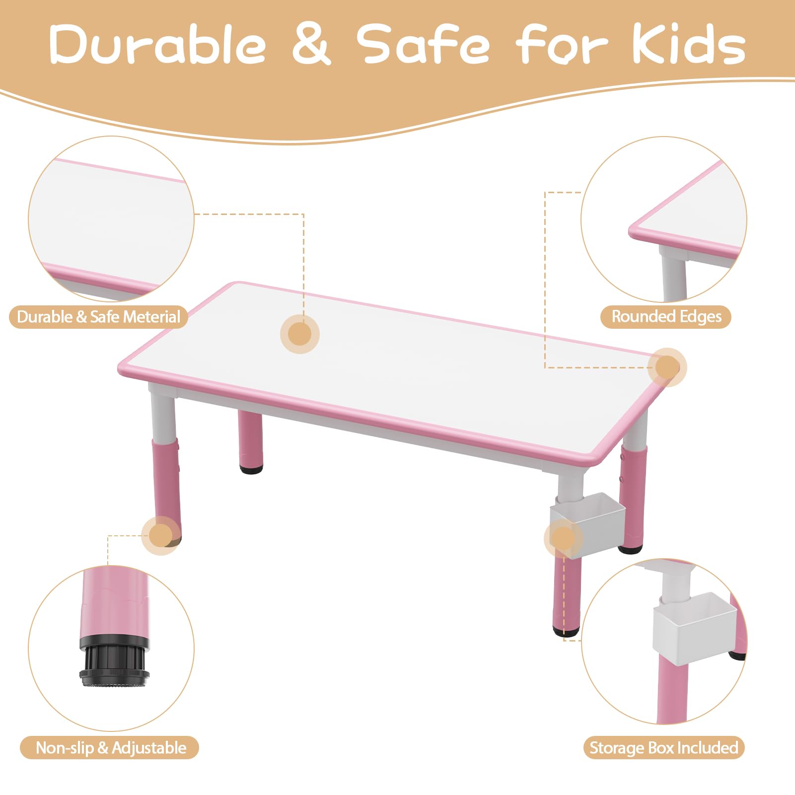 Ensemble table et 6 chaises pour enfants Garvee avec rangement, hauteur réglable, plateau à motifs graffiti, pieds antidérapants, table d'activités pour la maison et la maternelle.