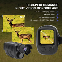 Monoculaire de vision nocturne numérique Garvee R7, capteur HD 1080p, zoom numérique 5x, LED infrarouge 3 W, léger et portable, idéal pour la chasse et le camping (noir).