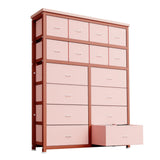 Garvee commode à 16 tiroirs en tissu, idéale pour la chambre, la cuisine, le bureau, l'entrée, le salon, le couloir ou la chambre d'enfant - Rose