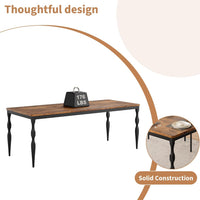 Table de salle à manger Garvee style ferme 180 cm, rectangulaire, robuste, en bois avec pieds en métal, pour la cuisine et la salle à manger, 6 à 8 couverts, résistante aux rayures, stable, en bois naturel
