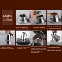 Cafetière italienne GARVEE Moka, 4 tasses, en acier inoxydable, compatible induction, soupape de sécurité, poignée ergonomique, pour la maison et le bureau