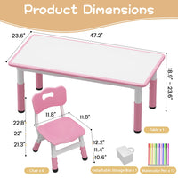 Ensemble table et 6 chaises pour enfants Garvee avec rangement, hauteur réglable, plateau à motifs graffiti, pieds antidérapants, table d'activités pour la maison et la maternelle.