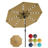 Garvee Parasol De terrasse 274 cm Protection UV Résistant À L'eau Manivelle Lisse Inclinaison Réglable Toile Polyester Armature En Fer Pour Jardin - Tan