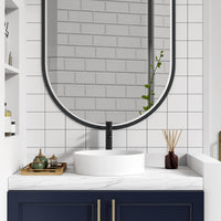 Lavabo rond Garvee 45,7 x 45,7 cm en céramique blanche moderne émaillée résistante aux rayures pour salle de bain et bar