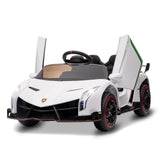Garvee Voiture Électrique Lamborghini pour Enfants 12 V, Portes Ciseaux, Éclairage LED, Plastique PP, MP3 et Siège Spacieux, pour Enfants de 3 à 6 Ans, Blanc - Blanc